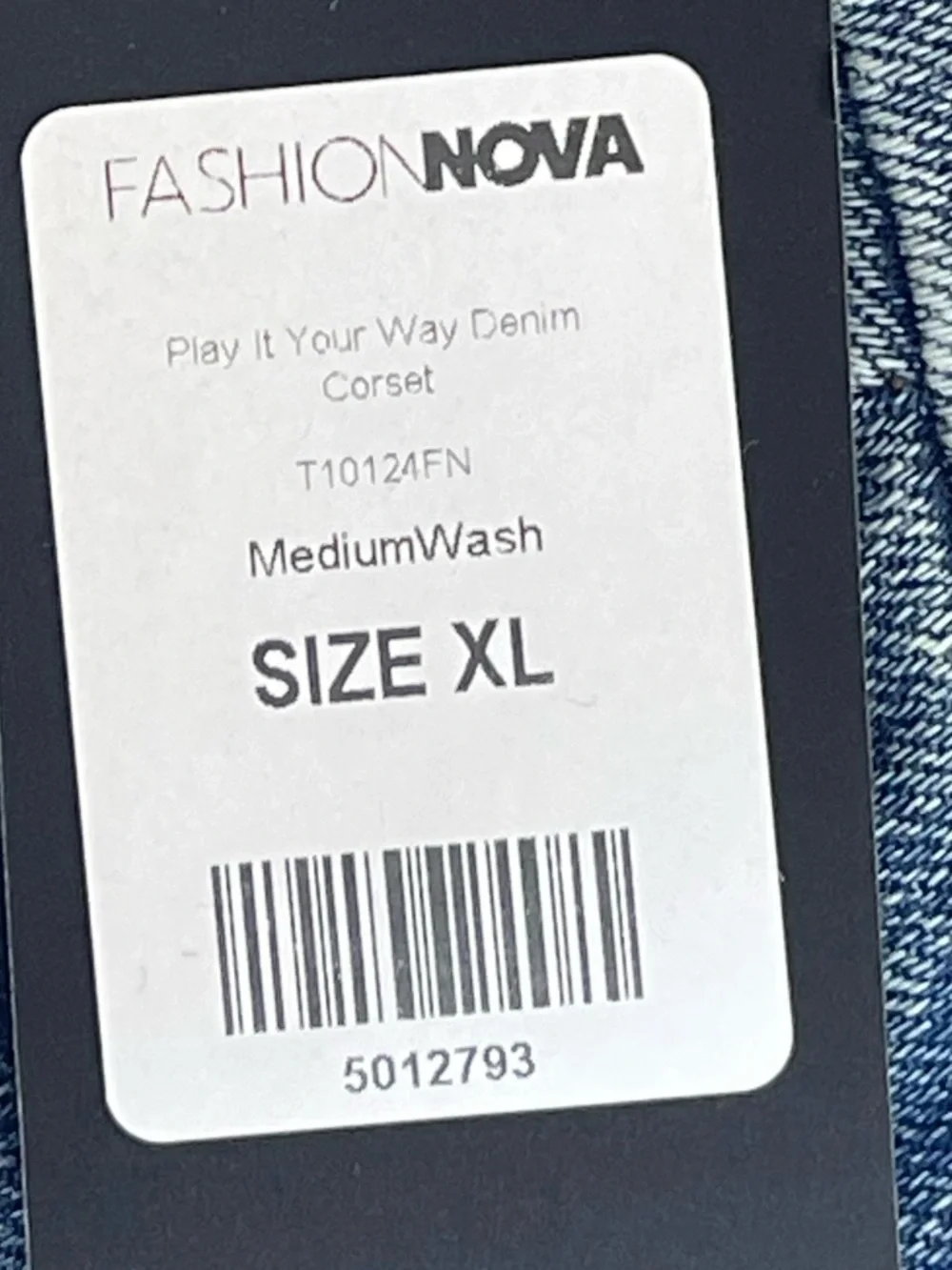 Fashion Nova Women’s MediumWash Denim Lace-Up Corset Crop Top Size XL NWT